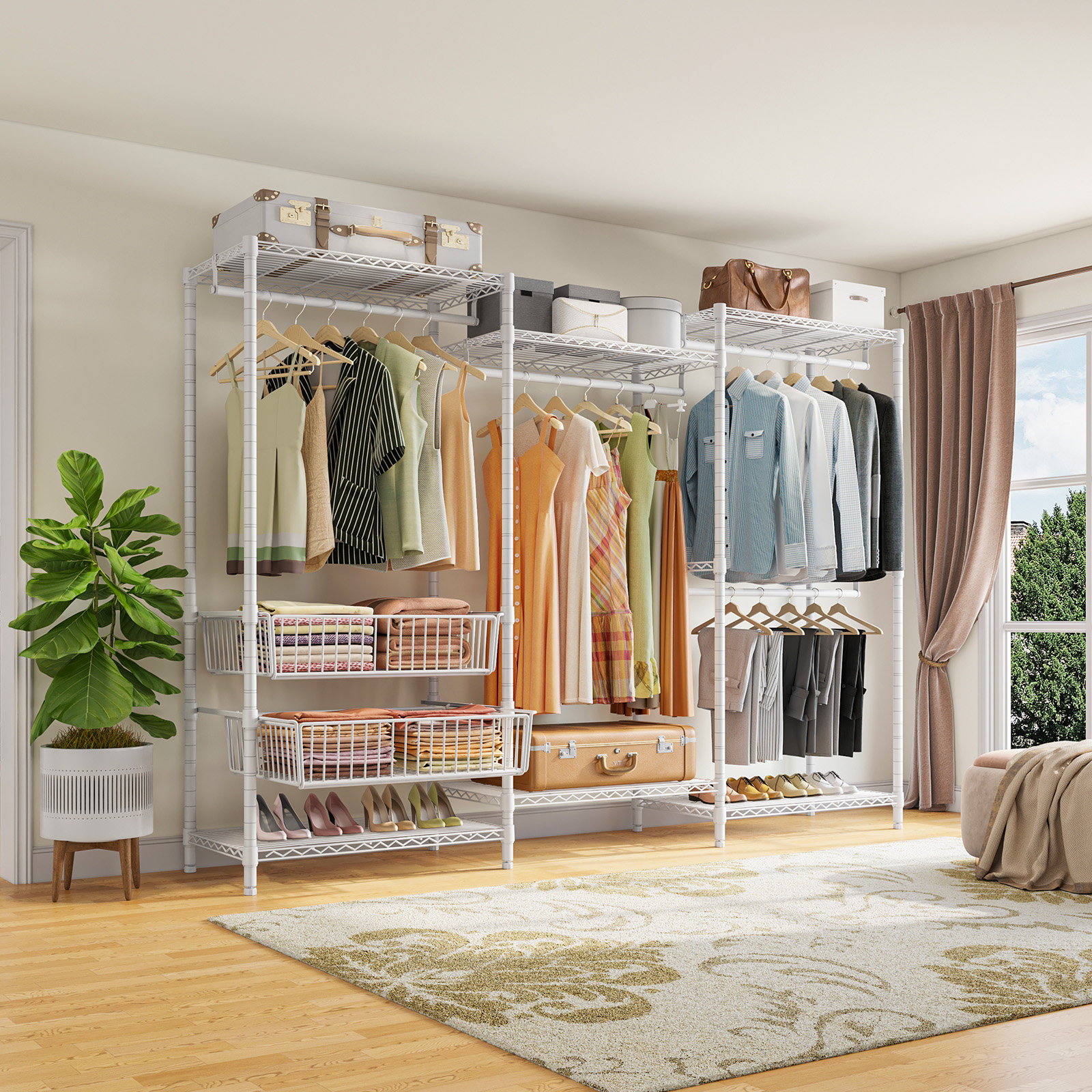 VIPEK V10 Plus Wire Garment Rack with 2 Slid Baskets, Heavy Duty